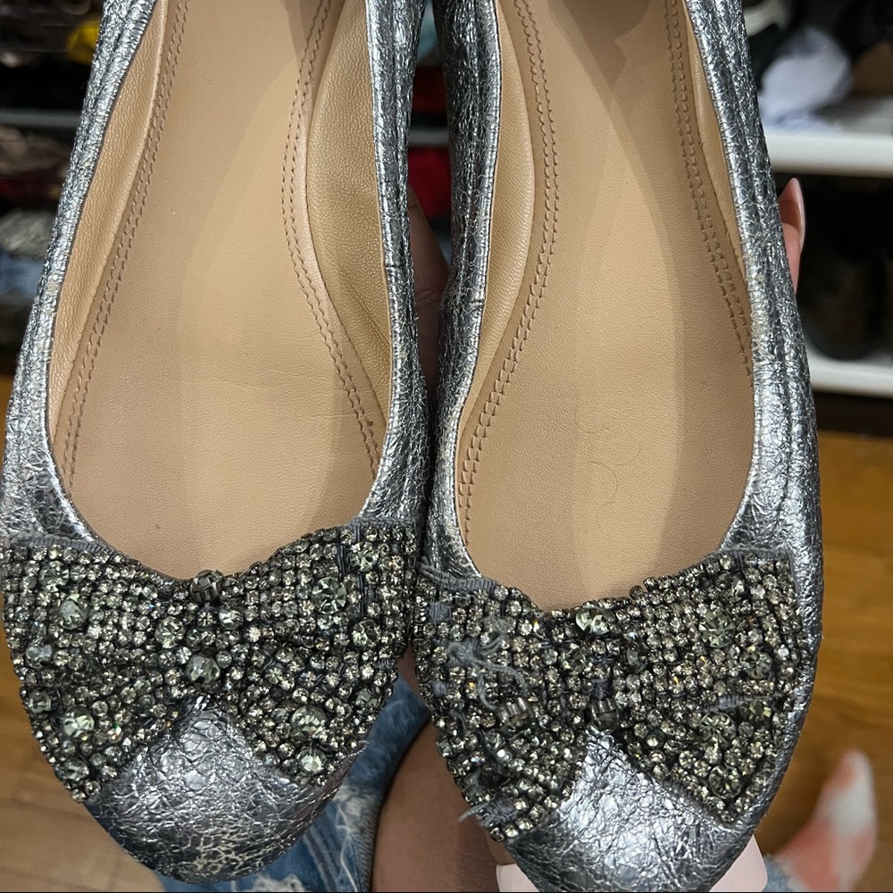 Tory Burch Silver Ballet Flat
